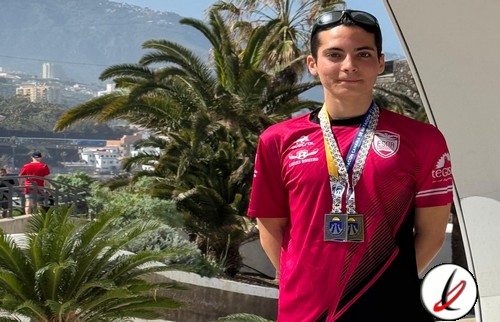 El gimnasta Iván Colodrero en Lanzarote durante el Campeonato de Canarias júnior, con oro y plata absoluta