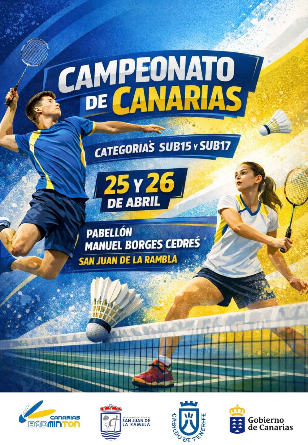 Cartel. Campeonato de Canarias Sub15-Sub17 de Badminton