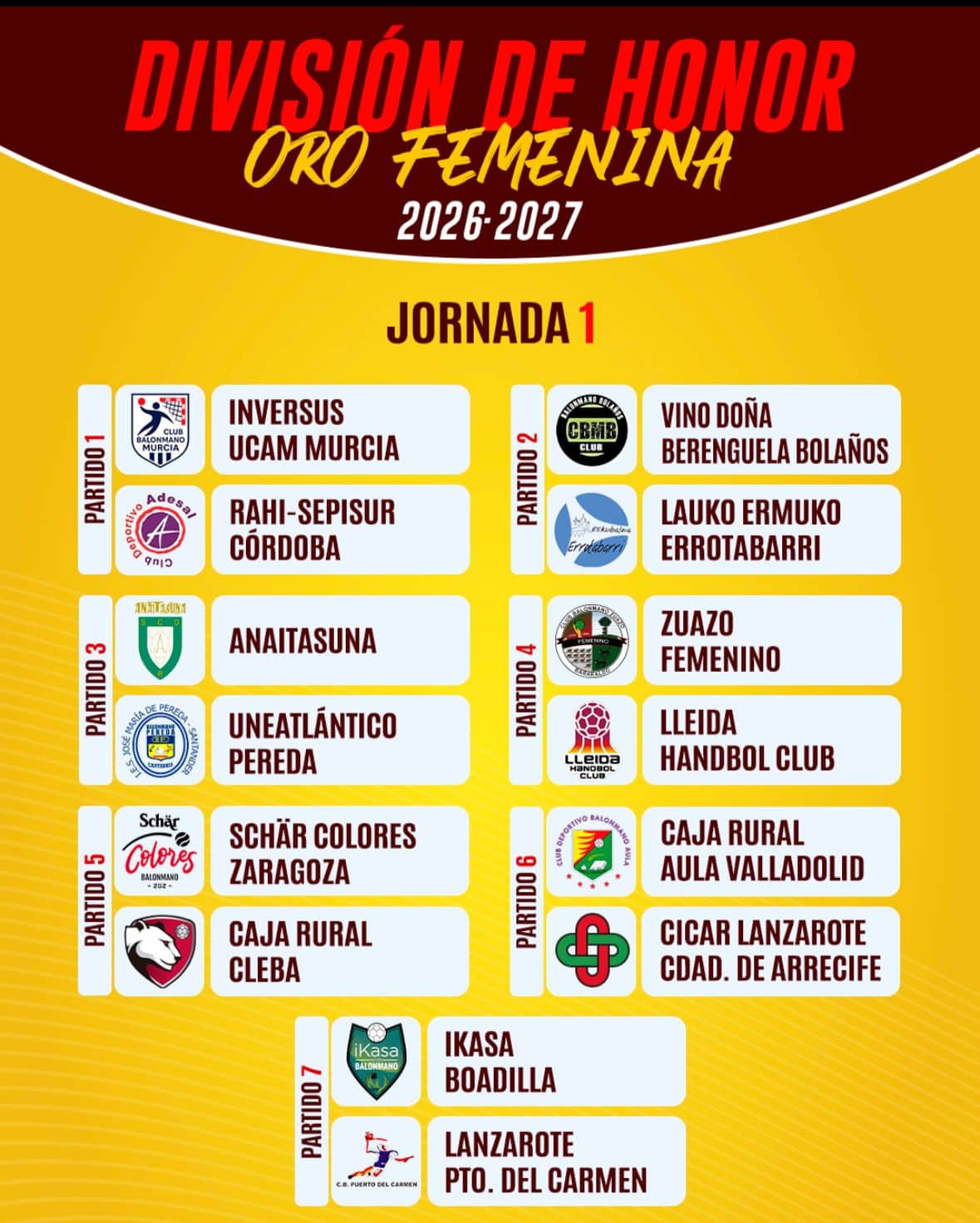 Calendario DH Oro Femenina