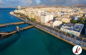 Aerial,Drone,View,Of,The,Beauty,Of,Arrecife,Town,On